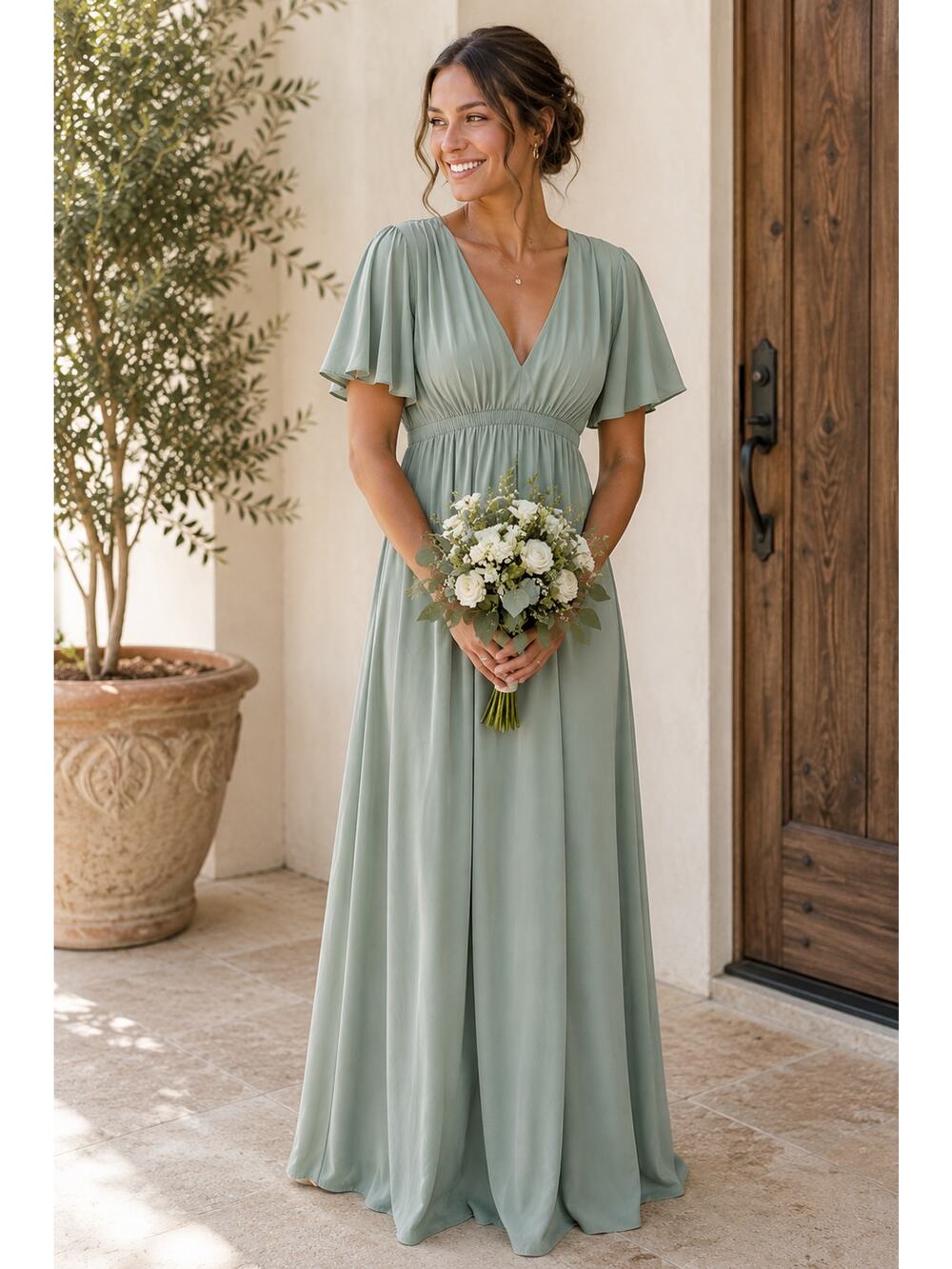 NWT Show Me Your Mumu Emily Empire Maxi Dress Medium Sage Green Bridesmaid